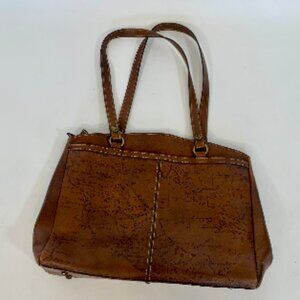 Vintage Patricia Nash Signature Map Collection Tote in Riot Rust Brown Leather